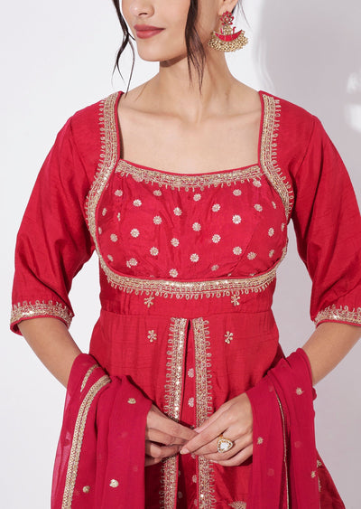 Pink Silk Sharara Set