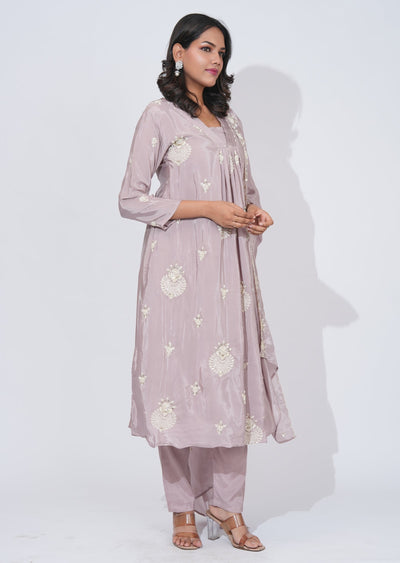Pink Chinnon Anarkali Suit