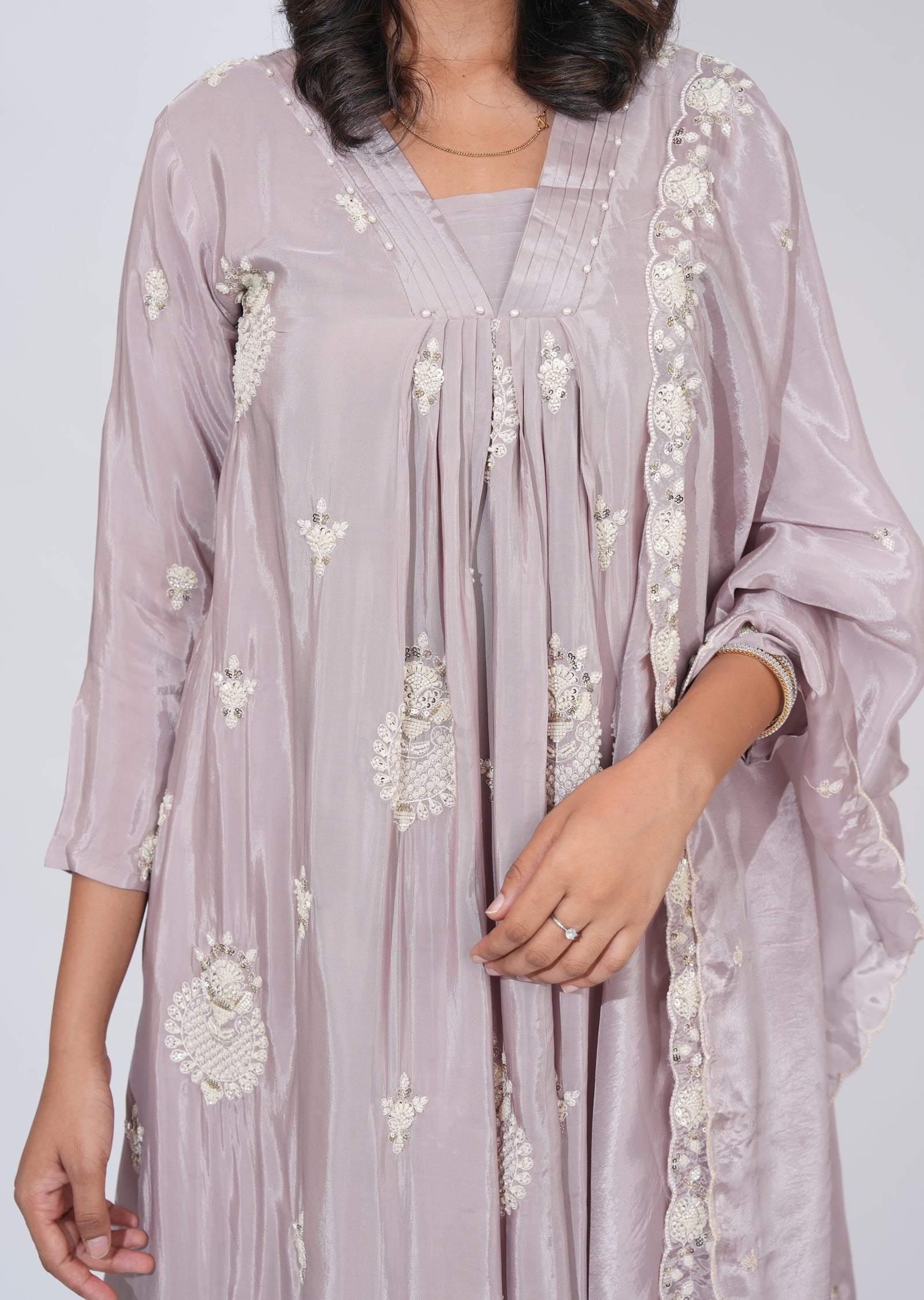Pink Chinnon Anarkali Suit