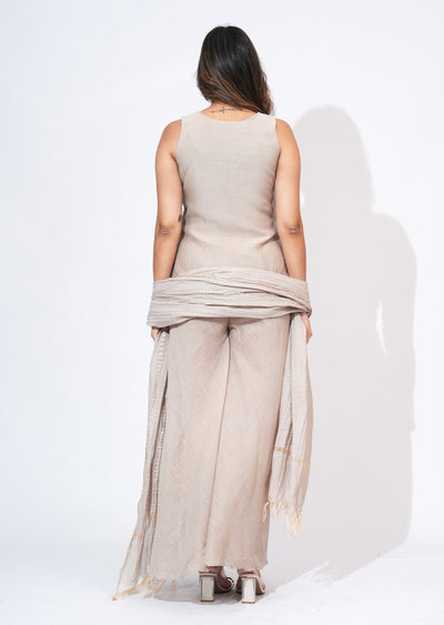 Beige Silk Sharara Set
