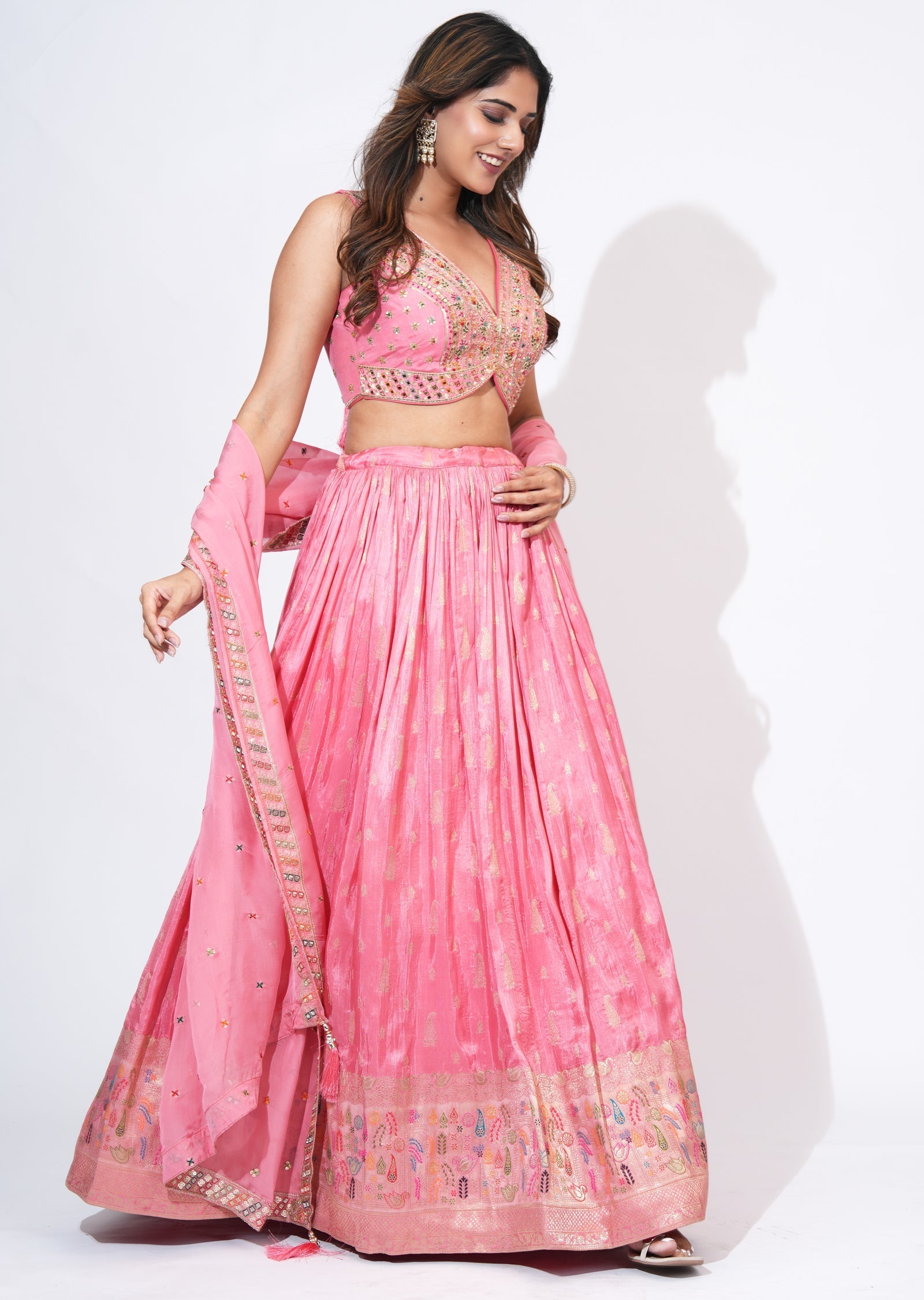 Pink Silk Lehenga Set