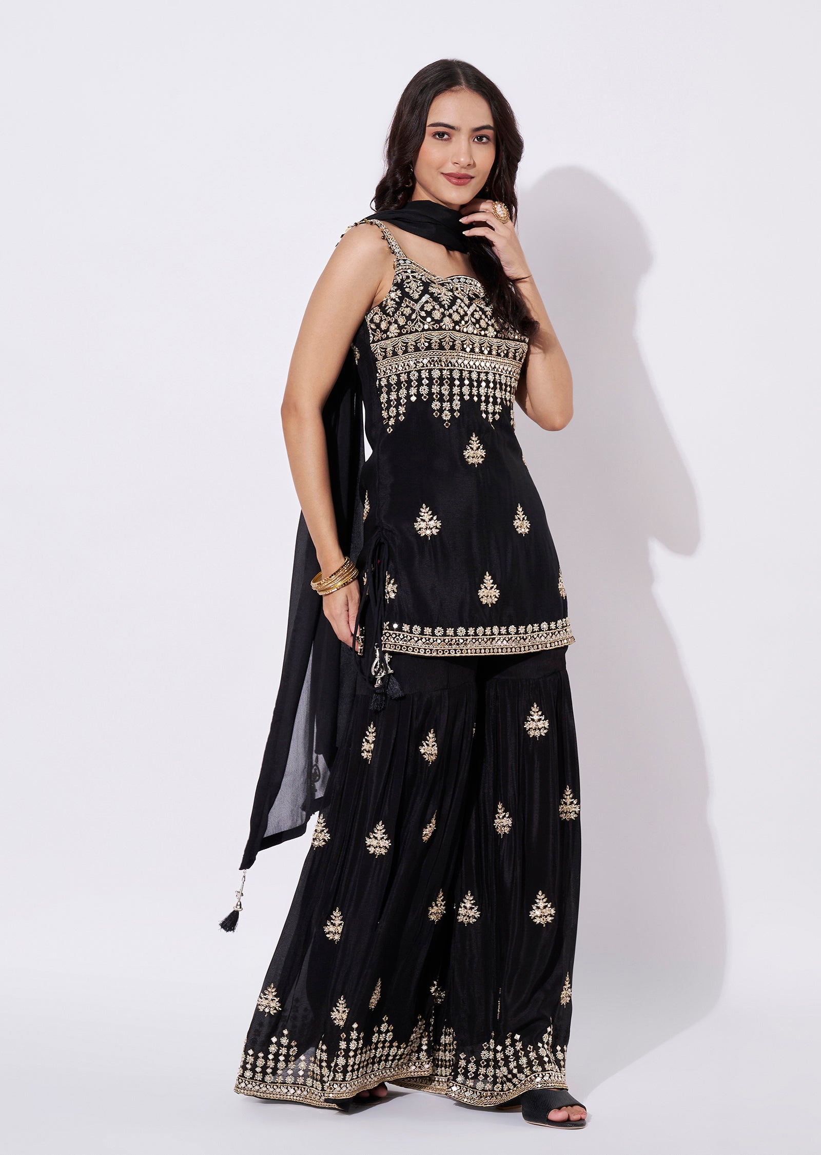 Black Chinnon Sharara Set