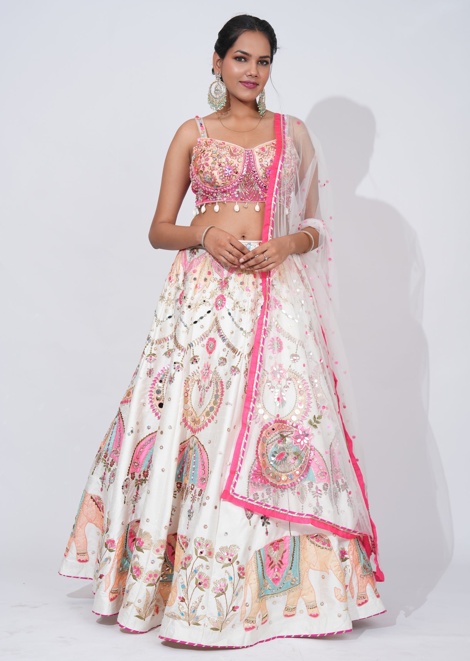 White Silk Lehenga Set