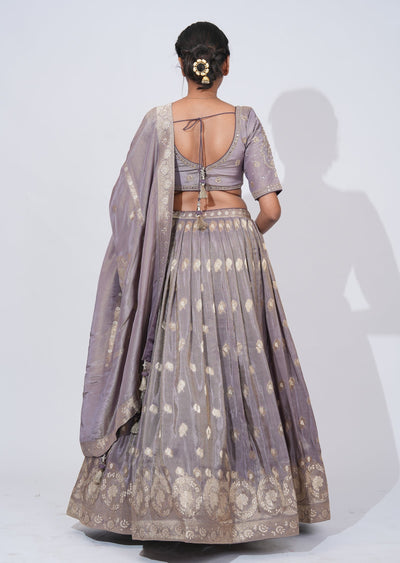 Mauve Tissue Lehenga Set