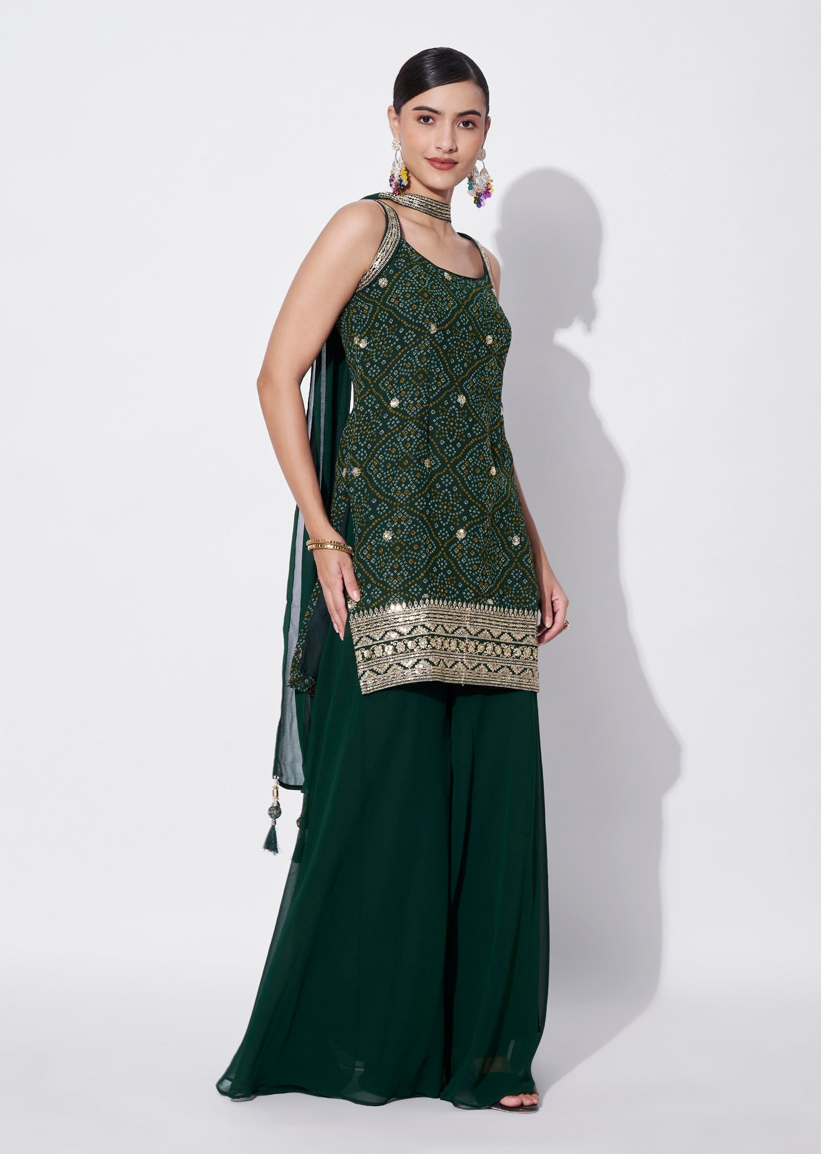 Green Georgette Sharara Set