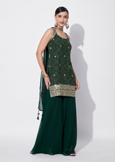 Green Georgette Sharara Set