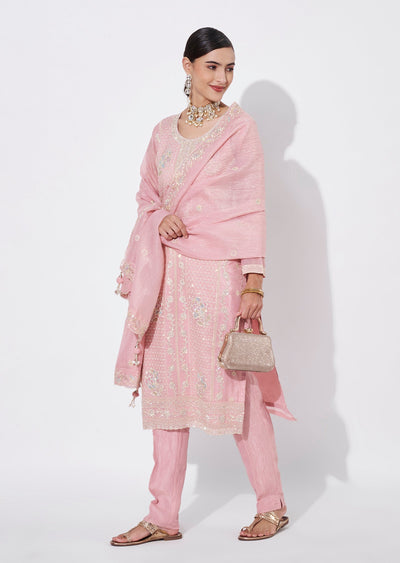 Light Pink Tissue Straight Cut Suit