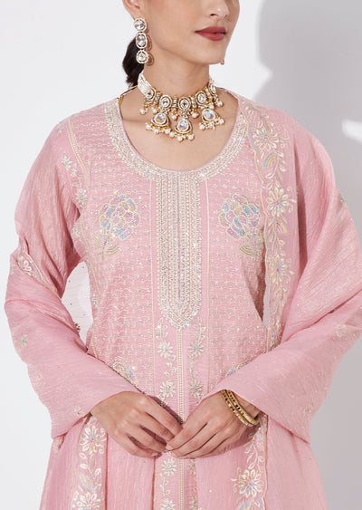 Light Pink Tissue Straight Cut Suit