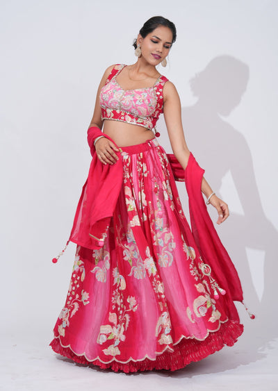 Pink Silk Lehenga Set