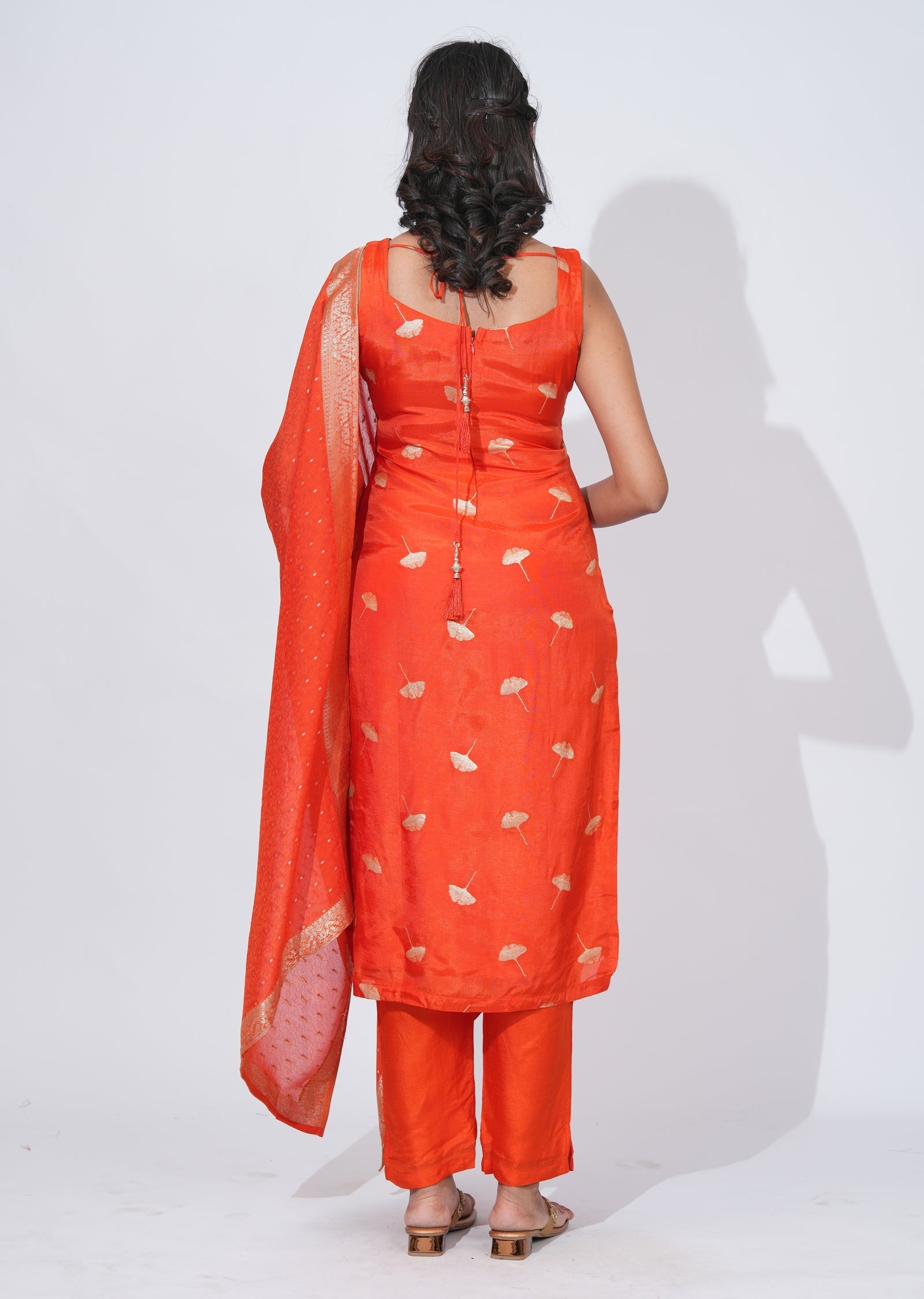 Rust Silk Straight cut suit