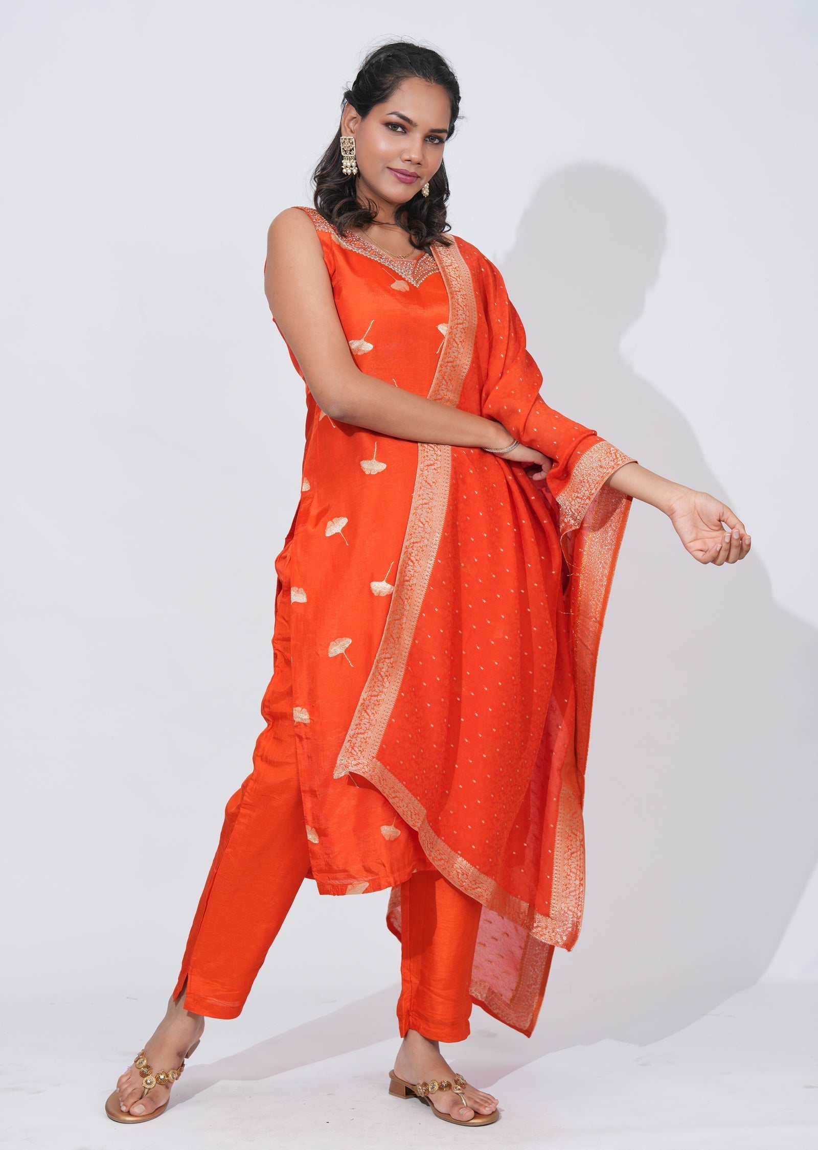 Rust Silk Straight cut suit