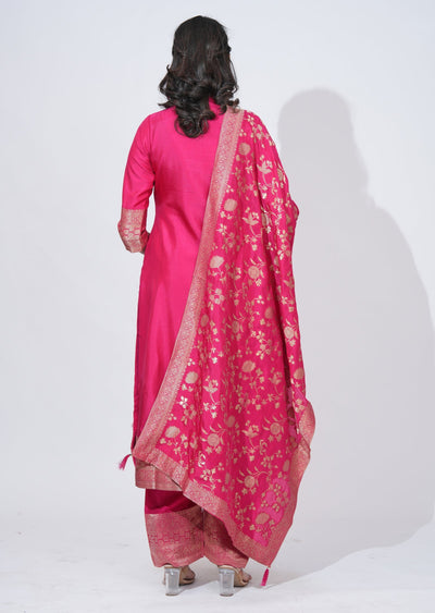 Pink silk Anarkali Suit