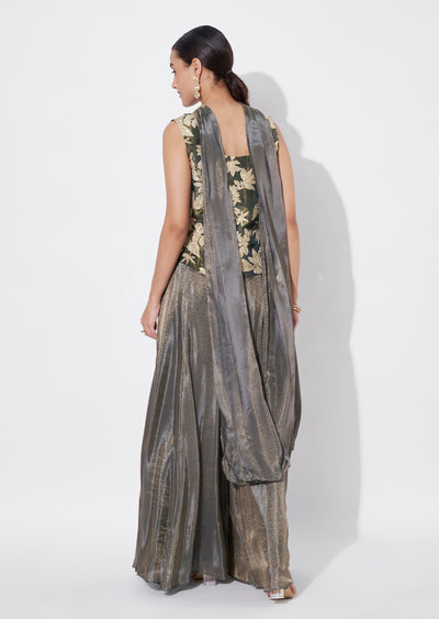 Green Tissue Sharara Set