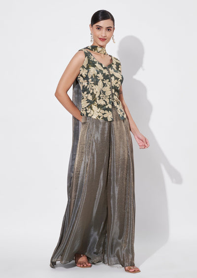 Green Tissue Sharara Set