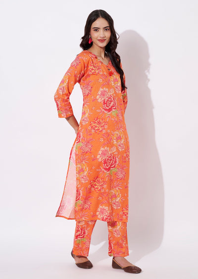 Orange Cotton Straight cut set