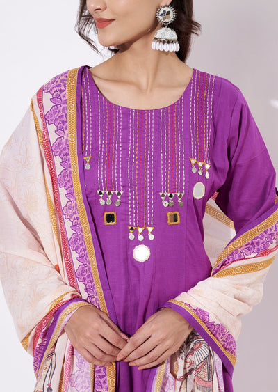 Purple Kota Anarkali Suit