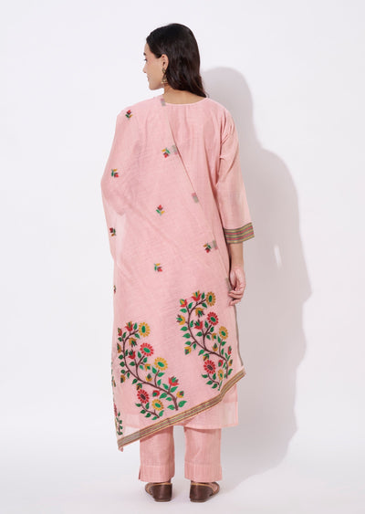Dusty Pink Chanderi Straight cut suit