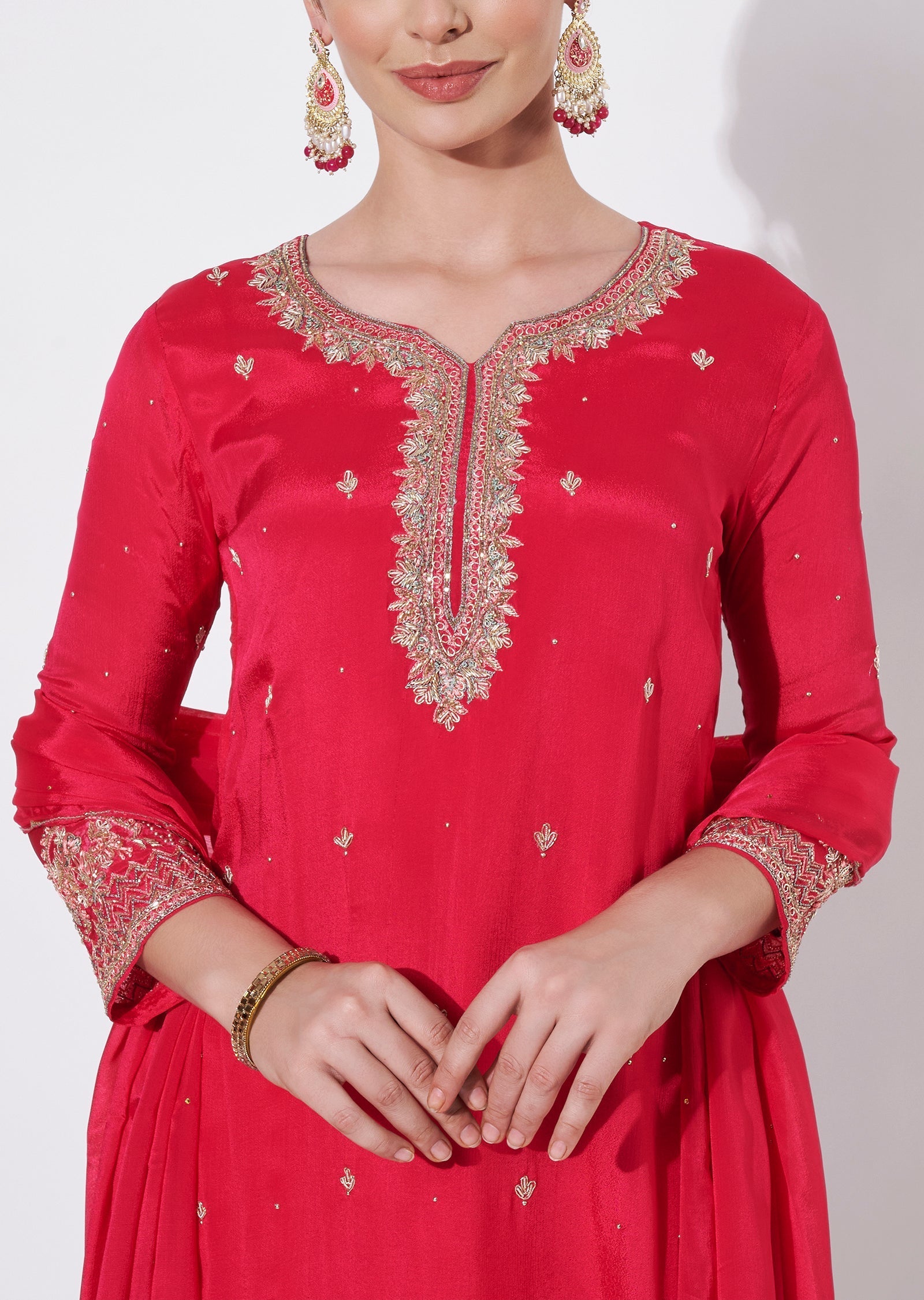 Pink Chinnon Sharara Set