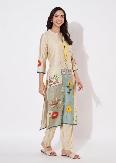 Beige Gold Kurti set
