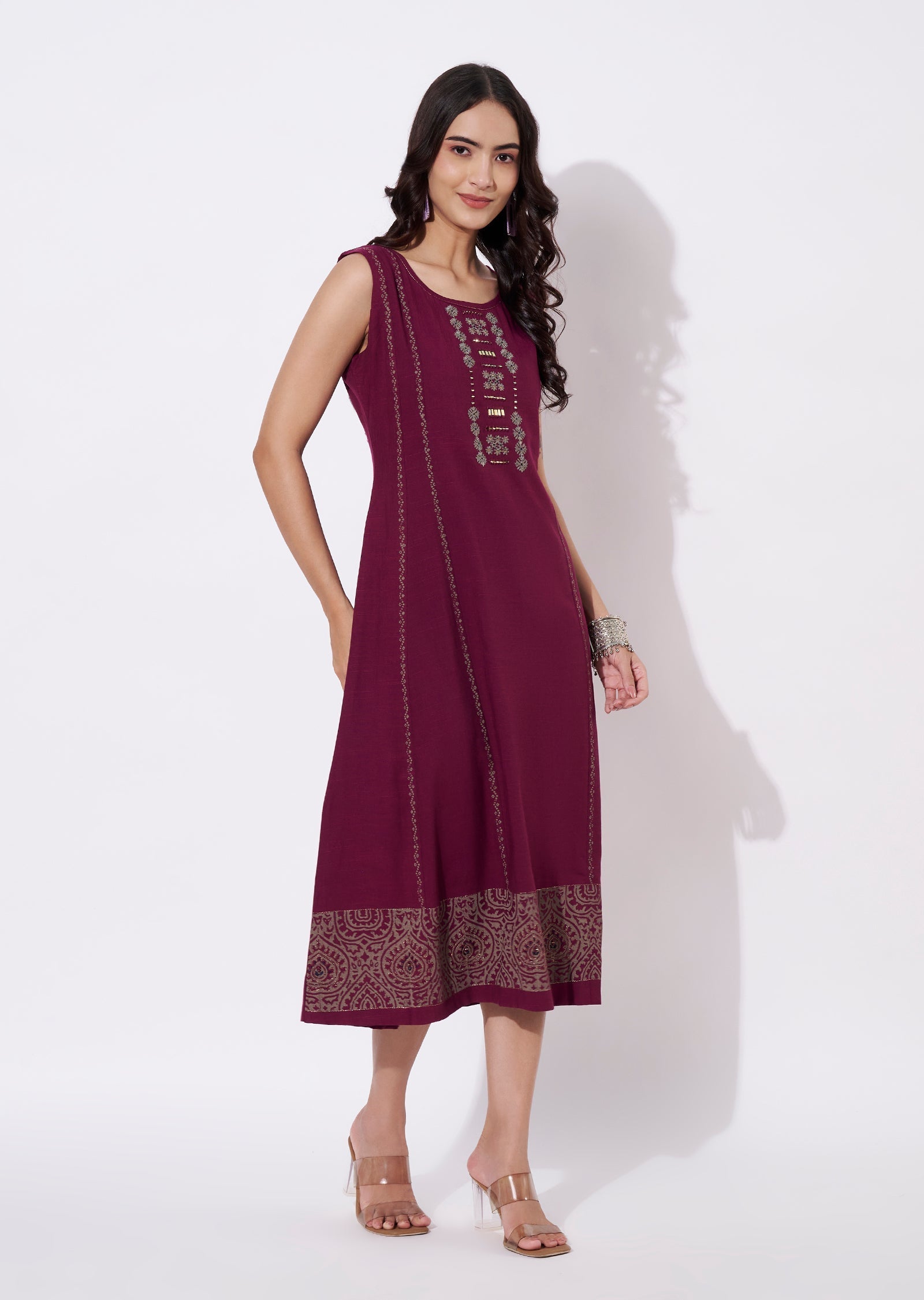 Magenta Gold Kurti