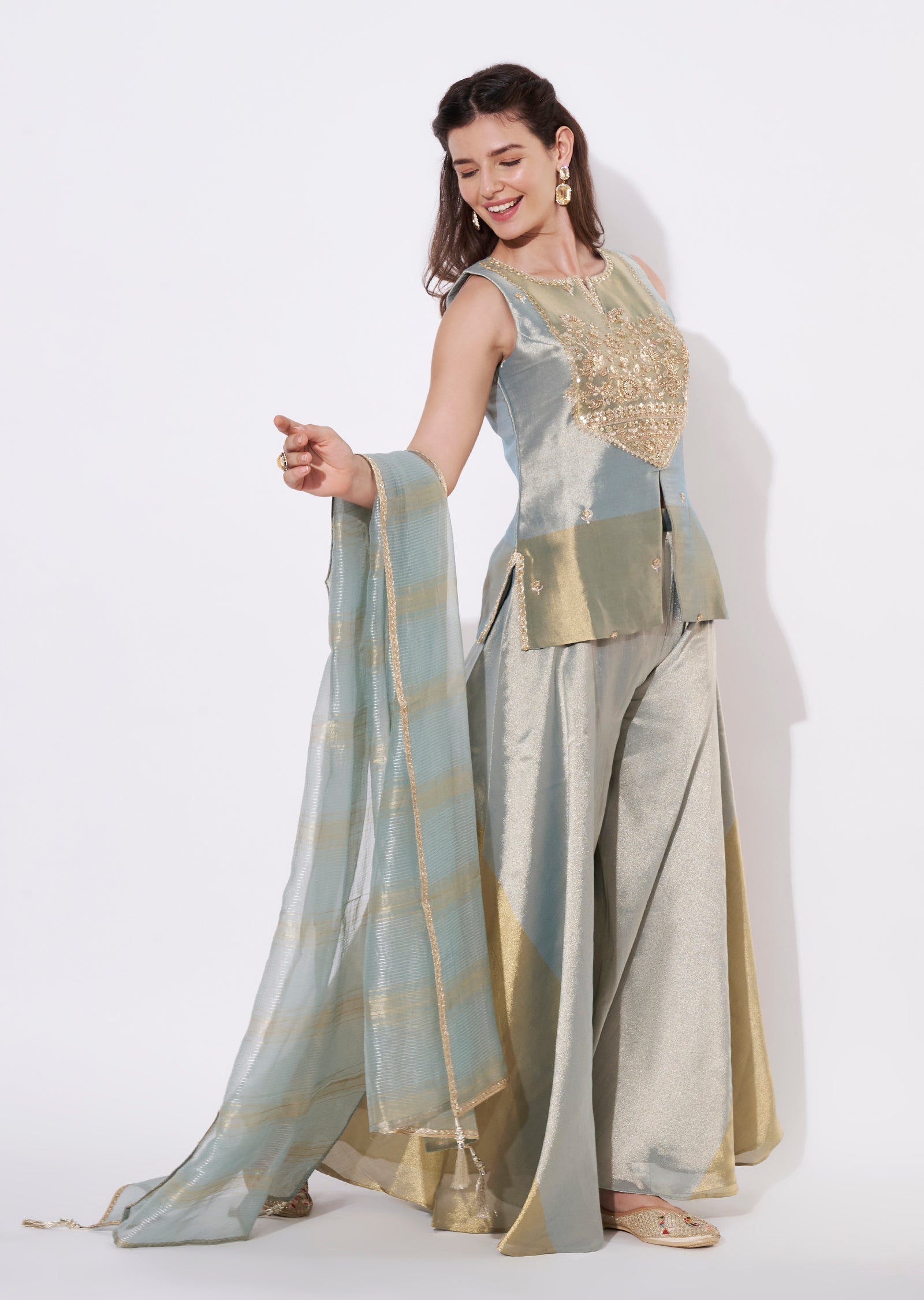 Two toned blue Tissue Sharara