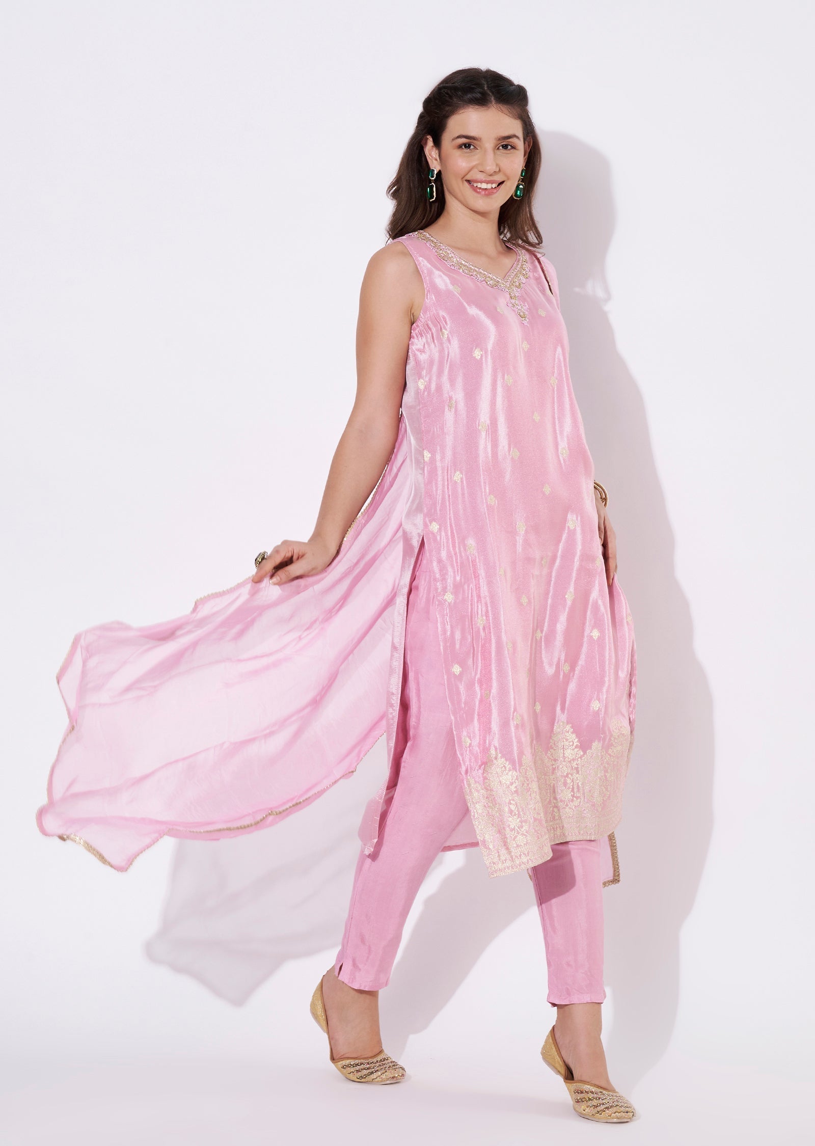 Light Pink Tissue Straight cut suit