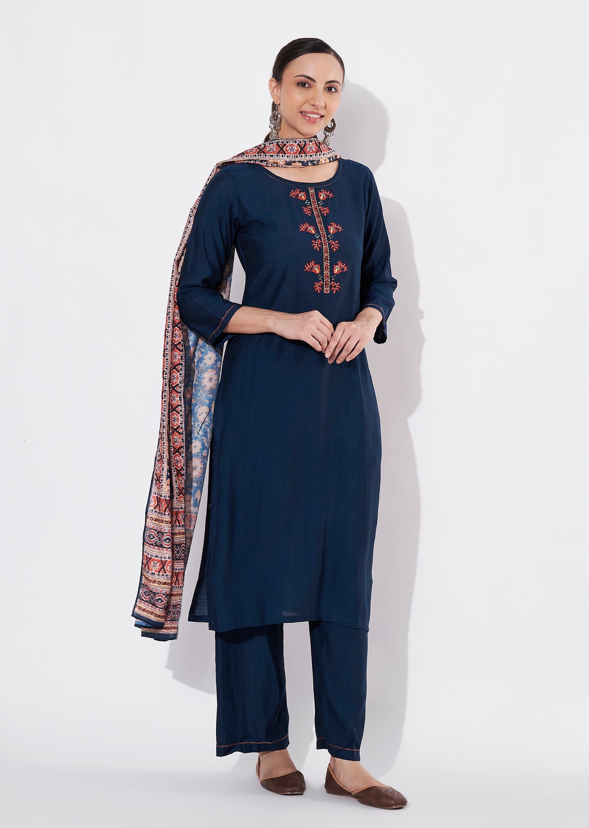Navy Blue Gold Straight cut suit