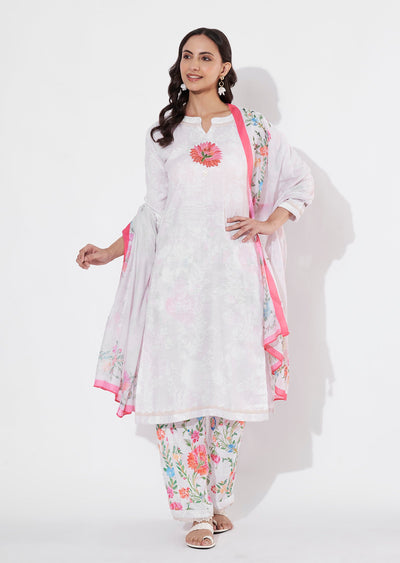 Beige Linen Cotton Straight cut suit