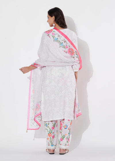 Beige Linen Cotton Straight cut suit