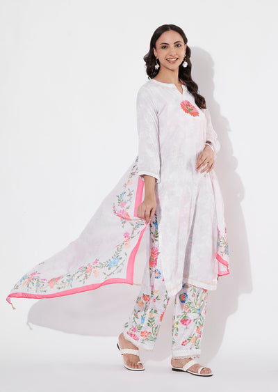 Beige Linen Cotton Straight cut suit
