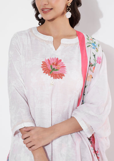 Beige Linen Cotton Straight cut suit