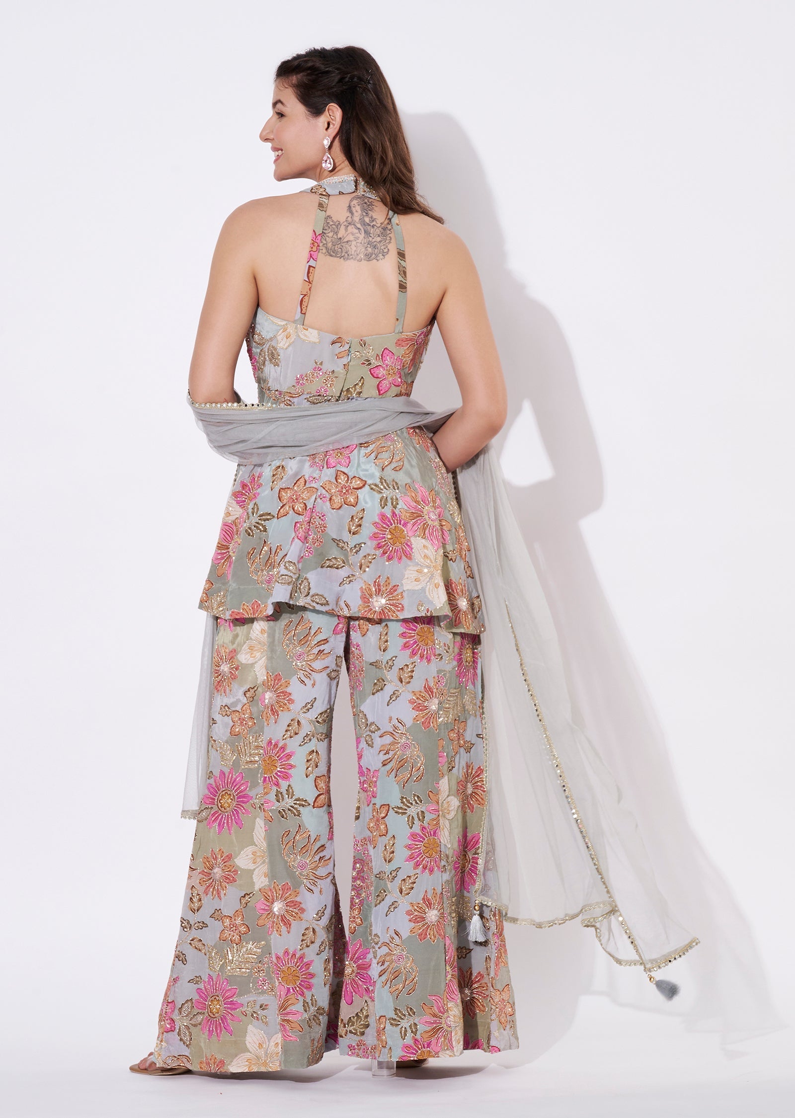 Multi coloured floral Sharara Set