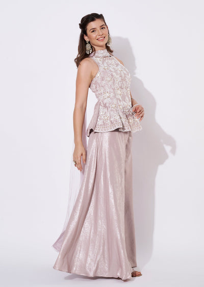 Pink halter neck Sharara Set