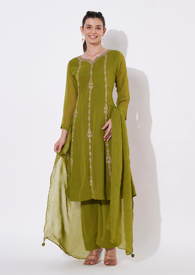 Mehndi Green Georgette Anarkali Suit