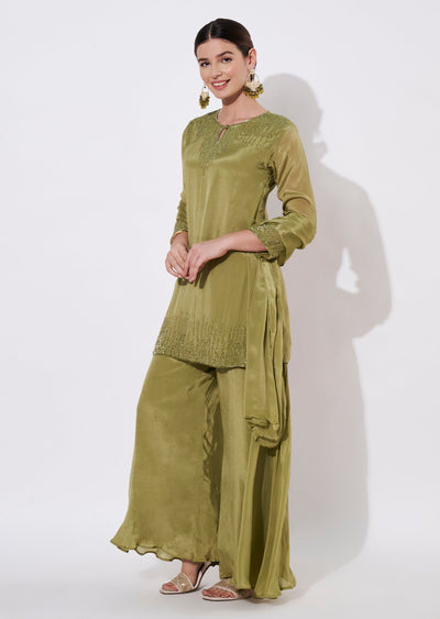 Light Green Silk Sharara Set