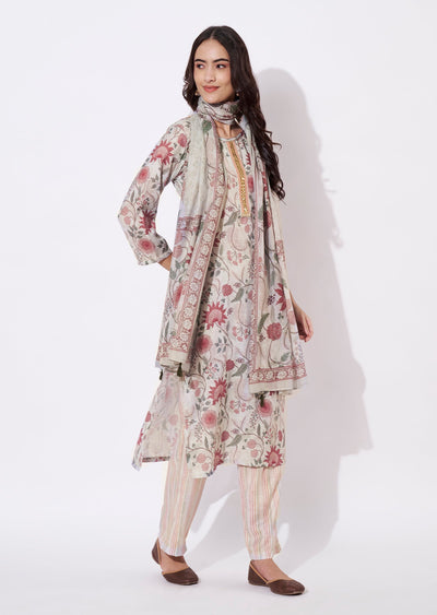 Pista Green Linen Cotton Straight cut suit