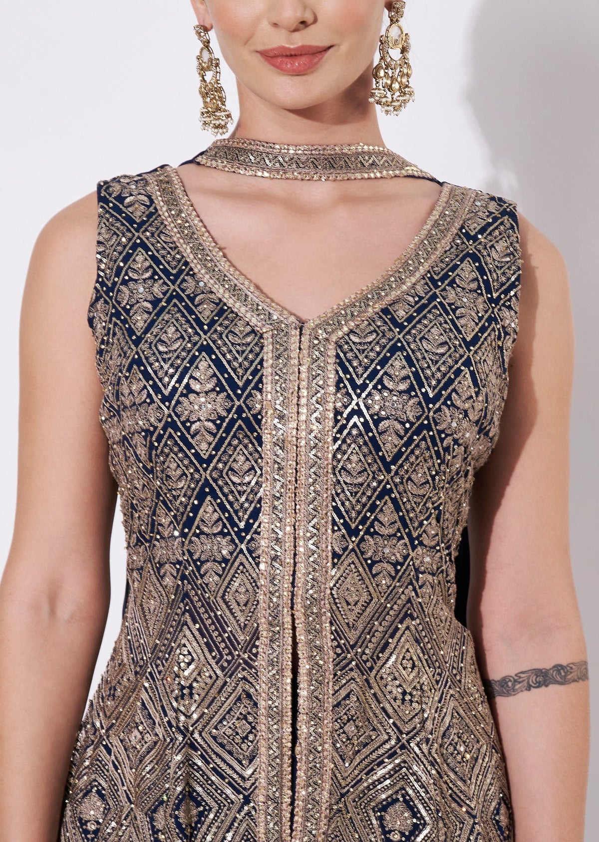 Blue Silk Sharara Set