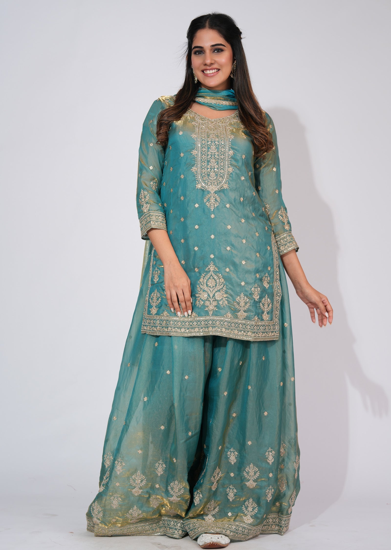 Dusty Blue Sharara Set