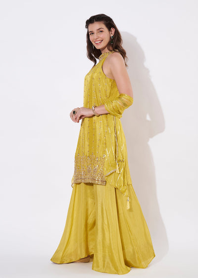 Yellow halter neck Sharara
