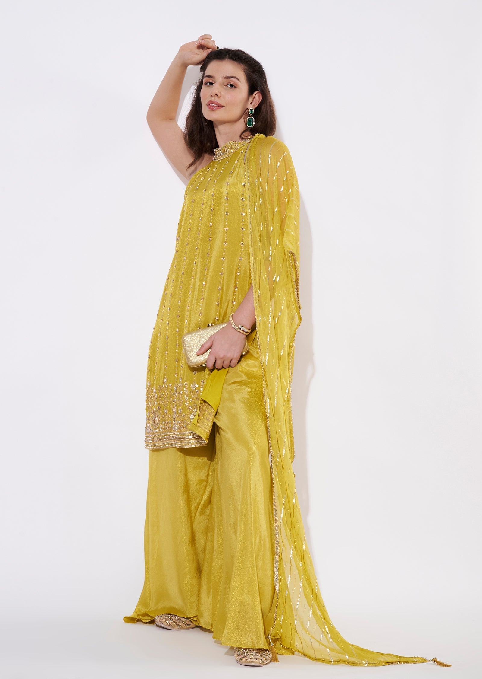 Yellow halter neck Sharara