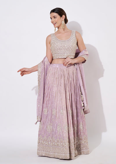 Lavender Tissue Lehenga Set