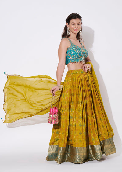 Mustard Silk Lehenga Set