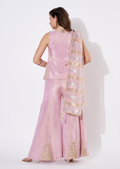 Lavender Tissue Sharara Set