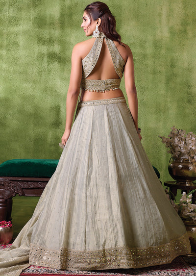 Grey Tissue Lehenga Set