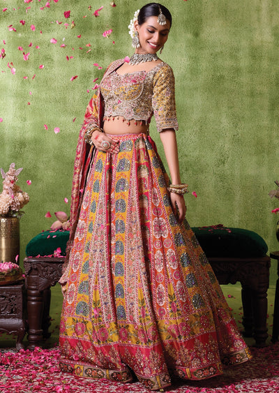 Mustard Tissue Lehenga Set