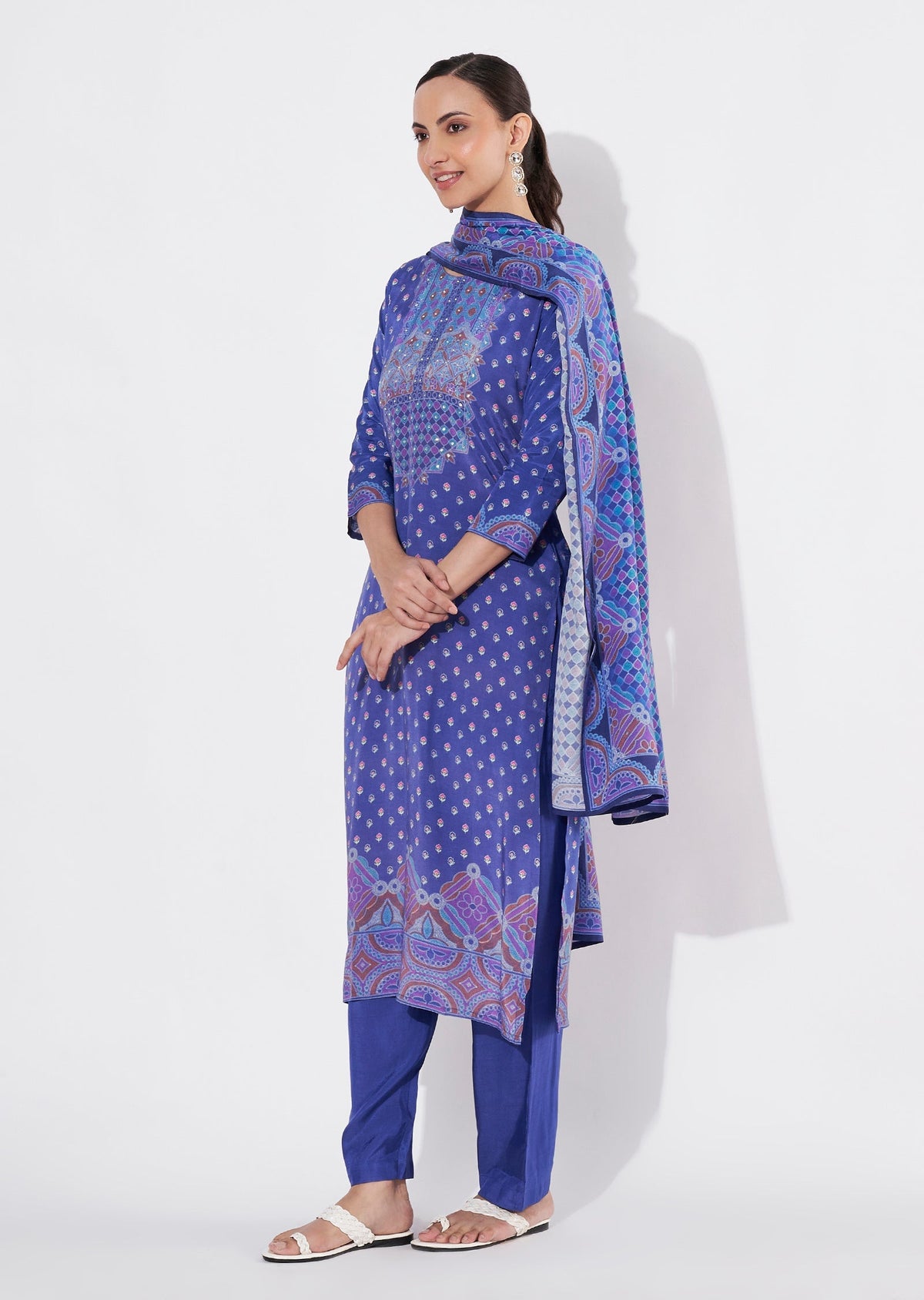 Ink Blue Muslin Straight cut suit