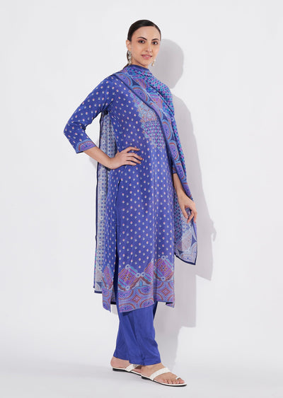 Ink Blue Muslin Straight cut suit