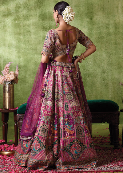 Wine Silk Lehenga Set