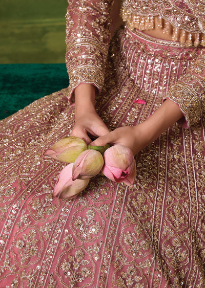 Onion Pink Net Lehenga Set