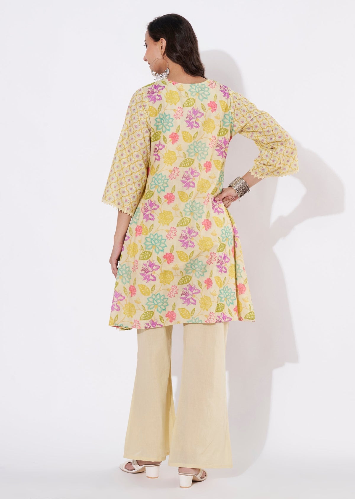 Pista Green Cotton Straight cut Kurti set